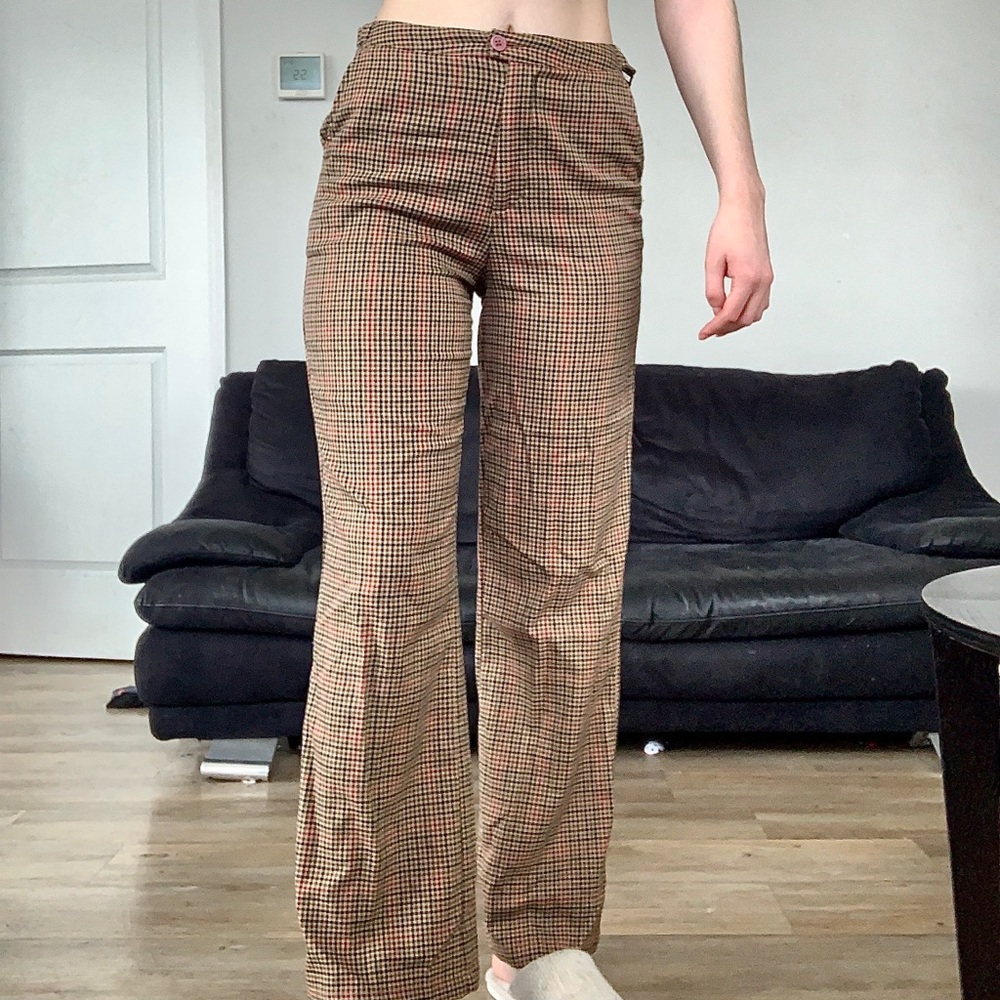 Brandy Melville brown plaid trousers